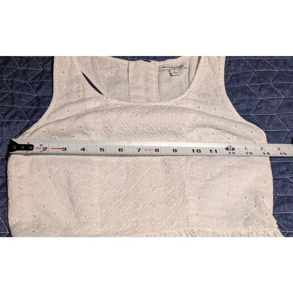 American Eagle Size 4 White Eyelet Cotton Mini Dress Zippered Back Coquette - Picture 9 of 13